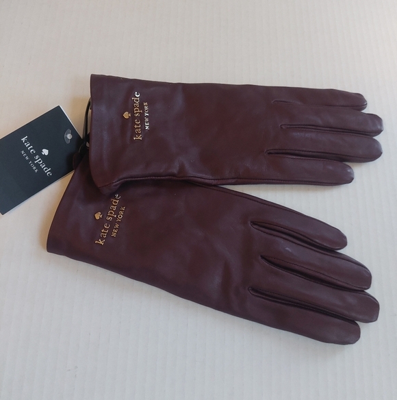 kate spade Accessories - New With Tags Burgundy KATE SPADE Leather GLOVES